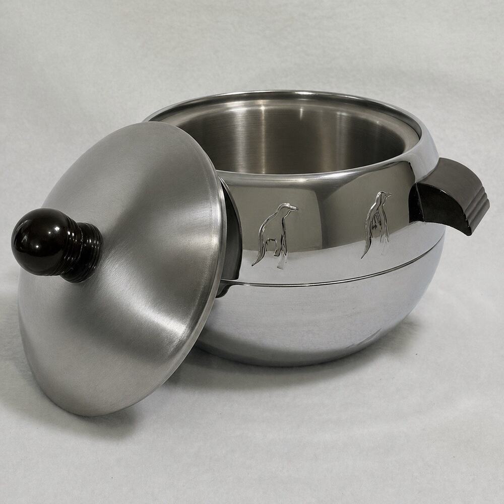 West Bend Penguin Ice Bucket Hot Cold Server Bakelite Knob & Handles Vtg MCM